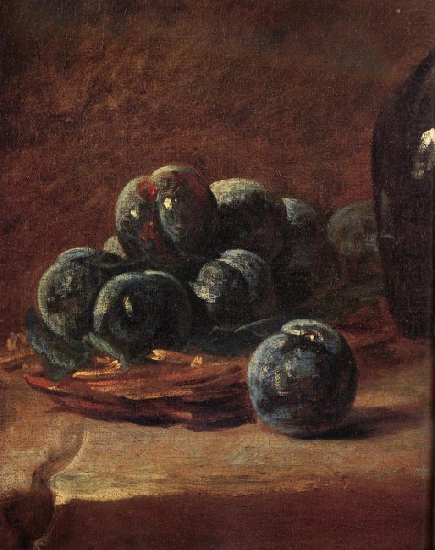 Details of Still life with plums, Jean Baptiste Simeon Chardin